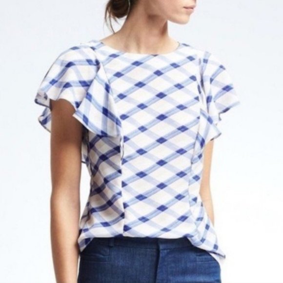 Banana Republic flutter / cap sleeve top size 10 / medium - Picture 1 of 7